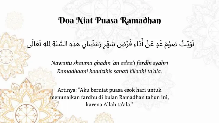 Doa Niat Puasa Ramadhan