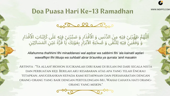 Doa Puasa Hari Ke-13 Ramadhan