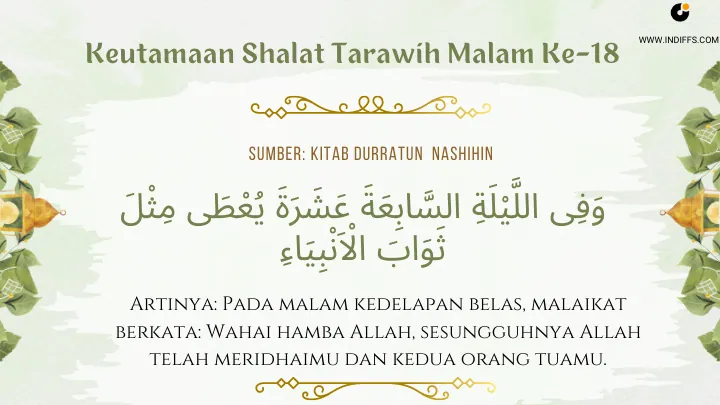 Keutamaan Shalat Tarawih Malam Ke-18 Ramadhan